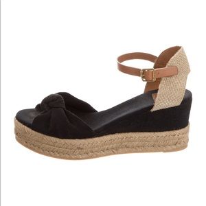 Tory Burch Black canvas wedge sandal